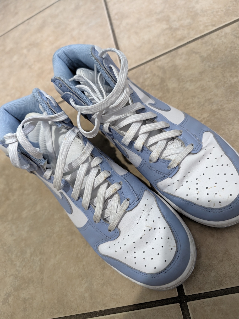 Nike Women's High-Top Sneakers in Light Blue & White